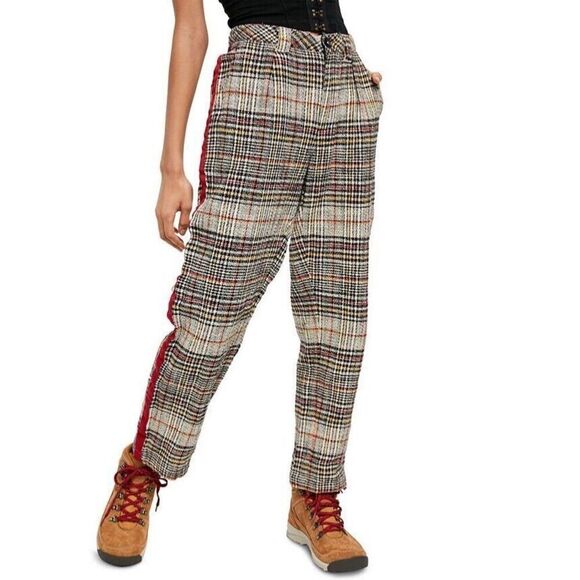 Free People Good‎ Vibes Retro Plaid Cotton Pants Size 0 - Picture 1 of 16